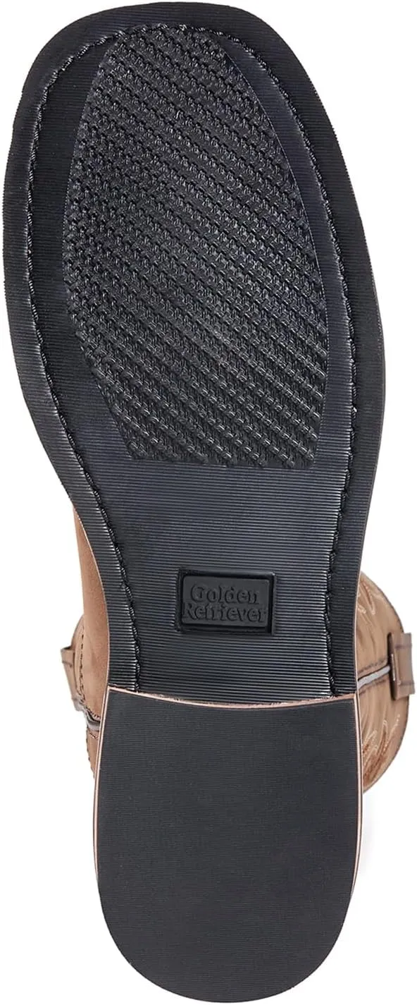 11'' Cowboy Work Boot for Men, Wide Square Toe Work Boots, Pull on Comfortable Soft Boots, Crazy Horse Leather, Oil & Slip Resistant, Waterproof, EH G11242N