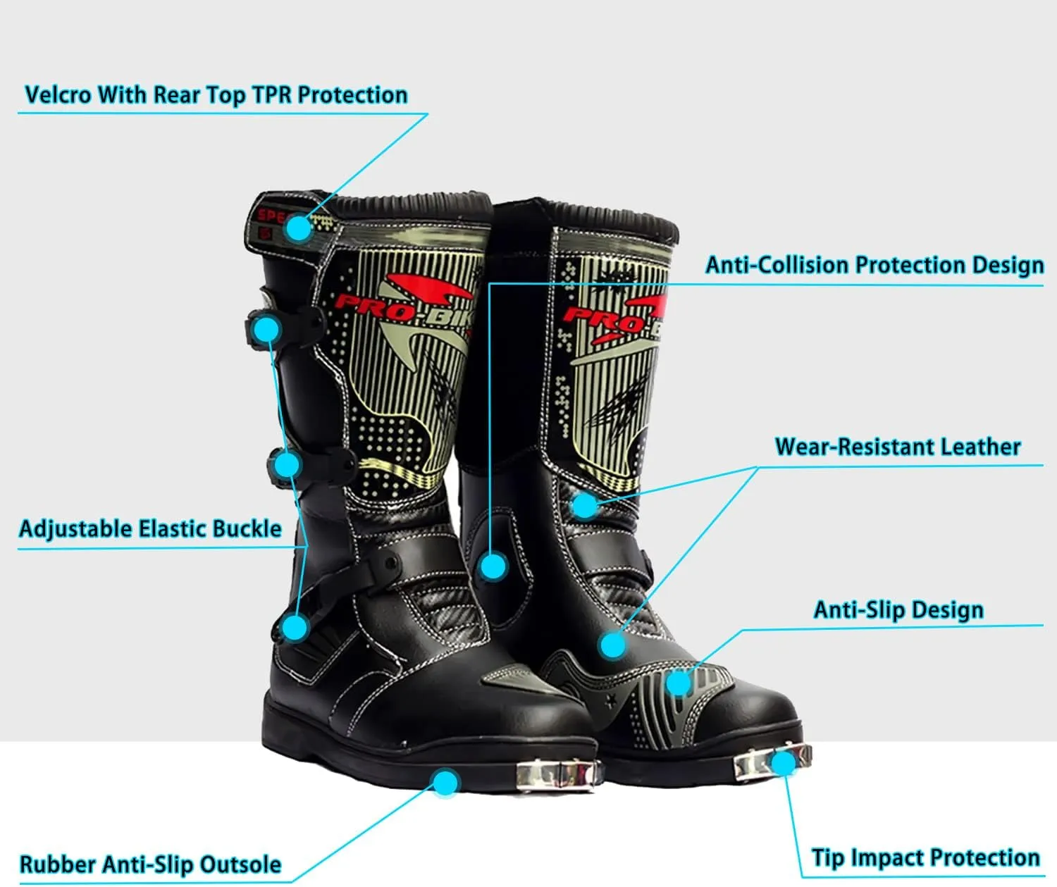 1Storm Men's Motorcycle Motocross Boots MX ATV Dirt Bike Rider Long High Racing White Boots B1007 US 10