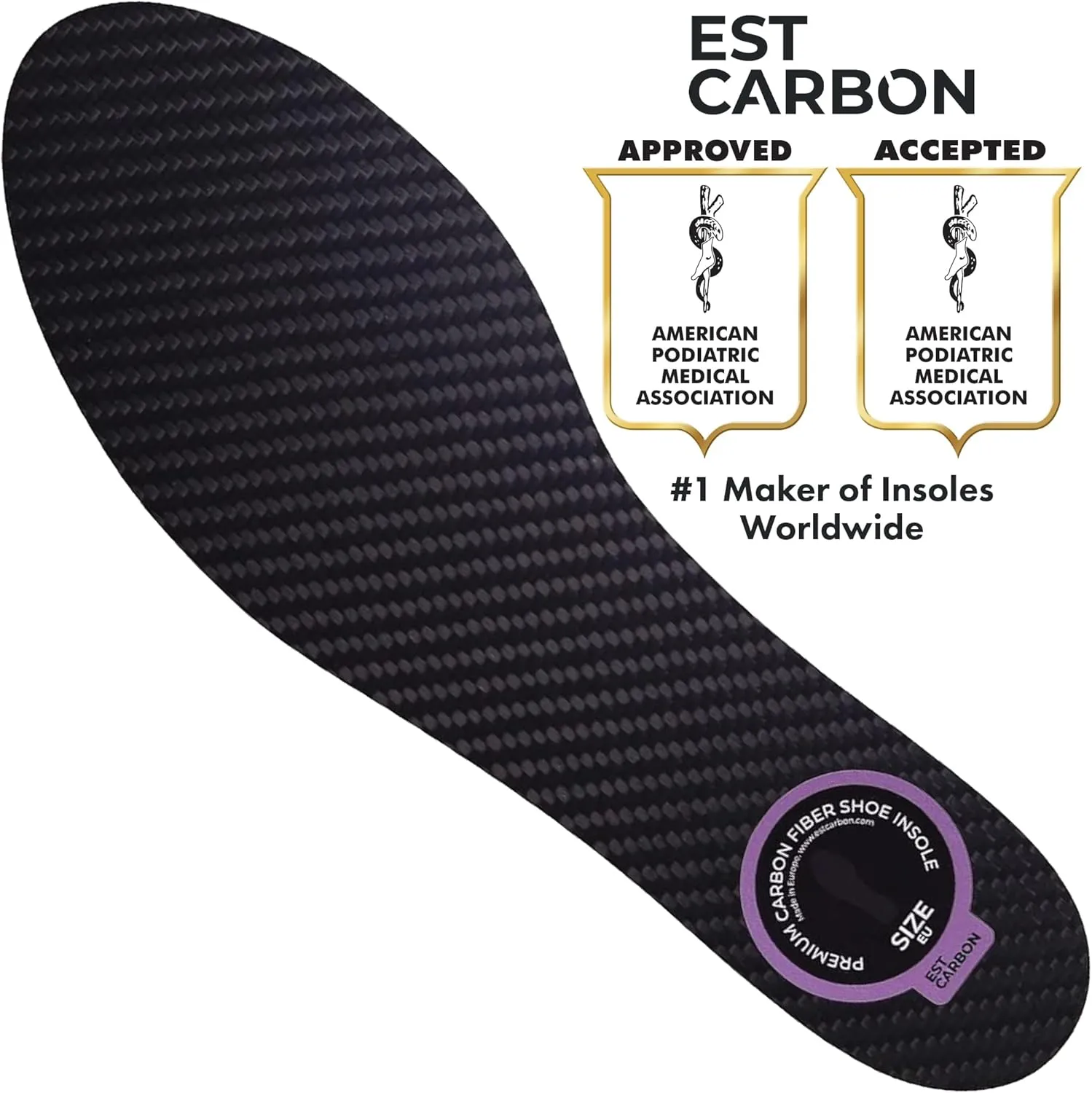 2 Piece (Pair) Carbon Fiber Insoles for Men & Women - Carbon Fiber Inserts for Basketball, Volleyball, Hiking,| Fits All Sneakers and Shoes - Enhances Athletic Performance Women 7.5-8, Men's 6.5-7