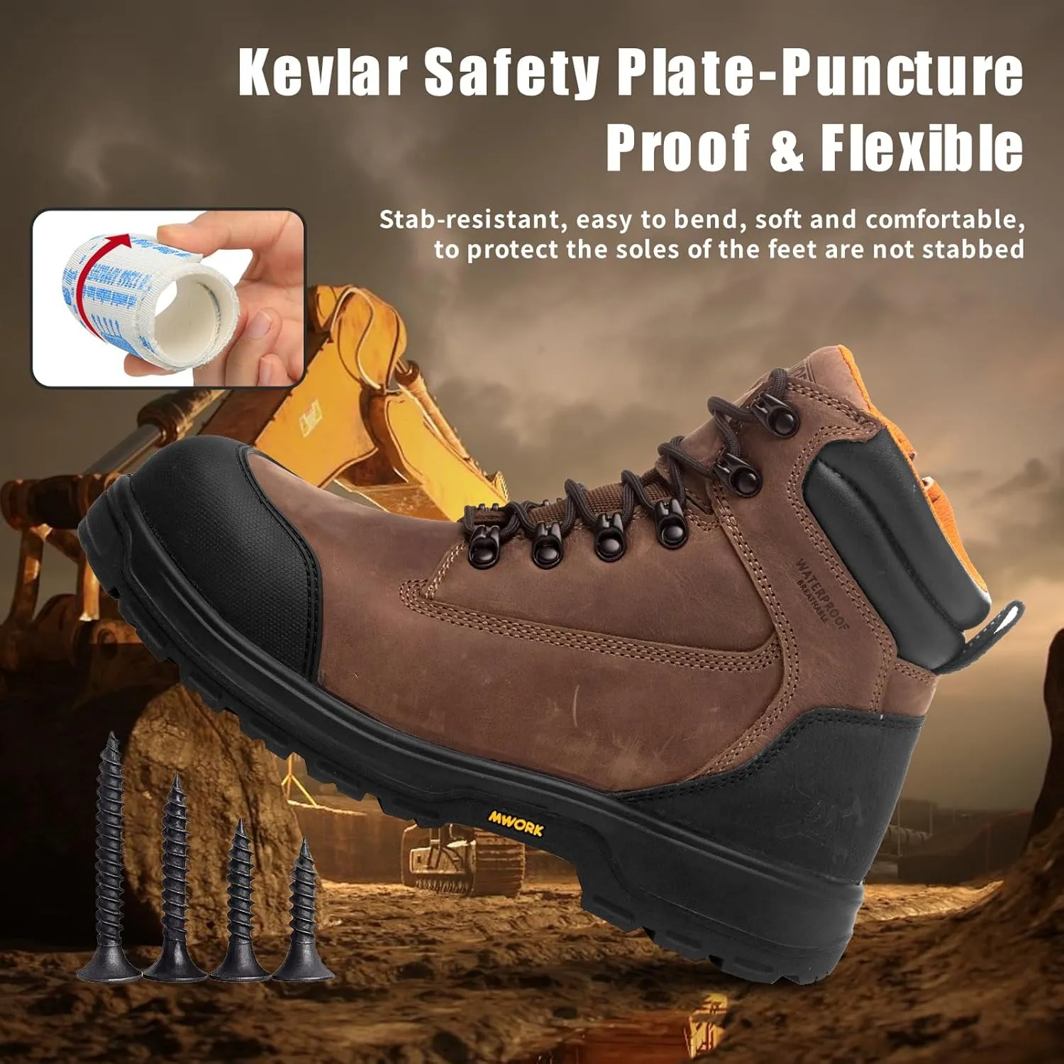6" Safety Work Boots For Men Waterproof ASTM F2413-18 Composite Toe Puncture Proof EH Rated Non Slip YKK Zipper Side Industrial & Construction Chairman MW2302