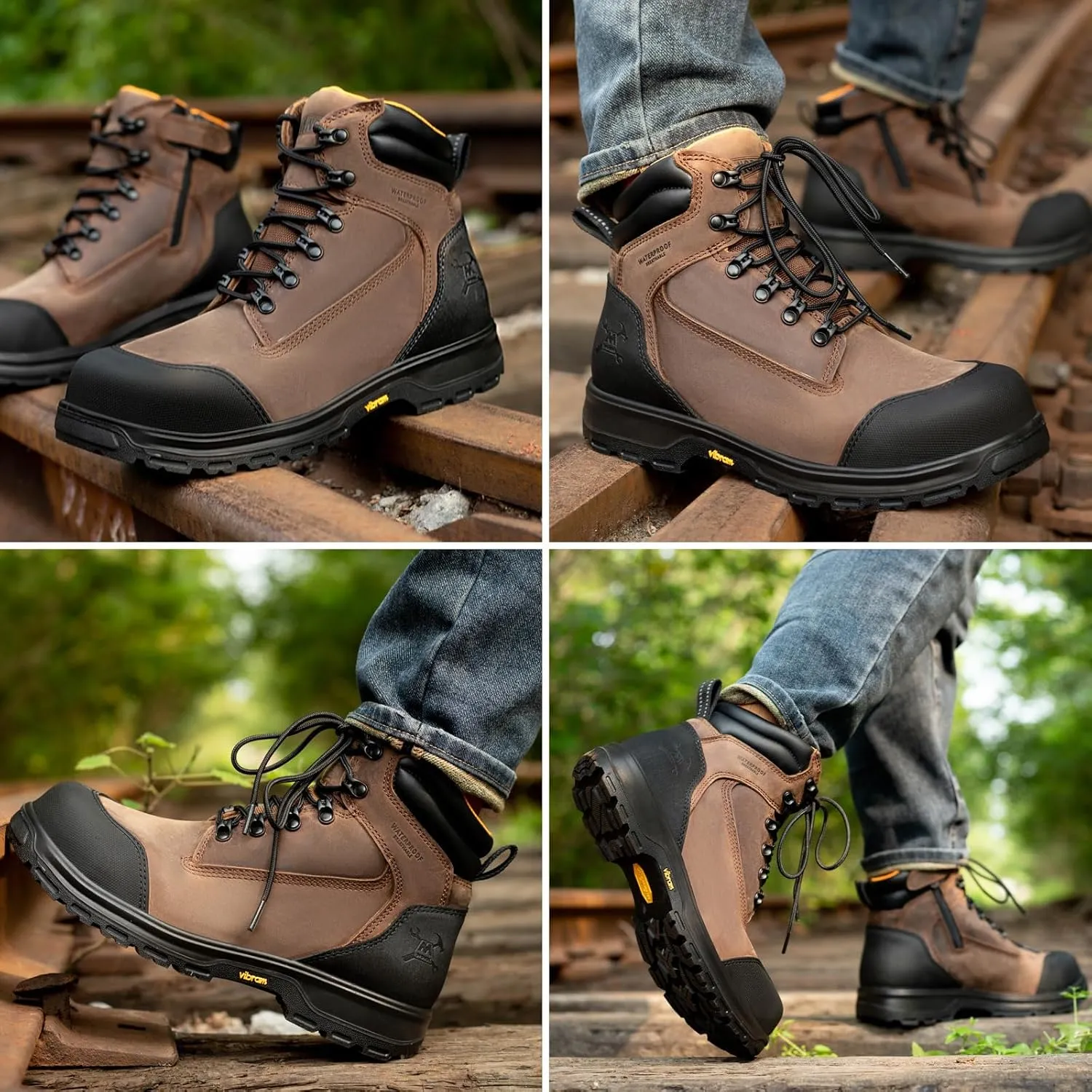 6" Safety Work Boots For Men Waterproof ASTM F2413-18 Composite Toe Puncture Proof EH Rated Non Slip YKK Zipper Side Industrial & Construction Chairman MW2302