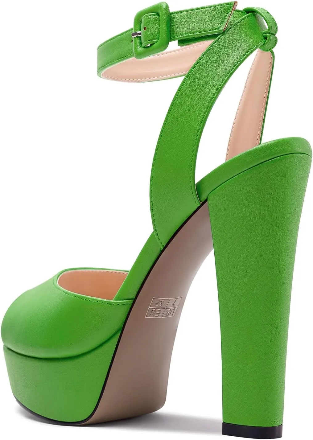 Aachcol Womens Chunky Block High Platform Heel Peep Open Toe Sandals Ankle Strap Slingback Buckle Prom Dress Summer 5.1 Inches Heels