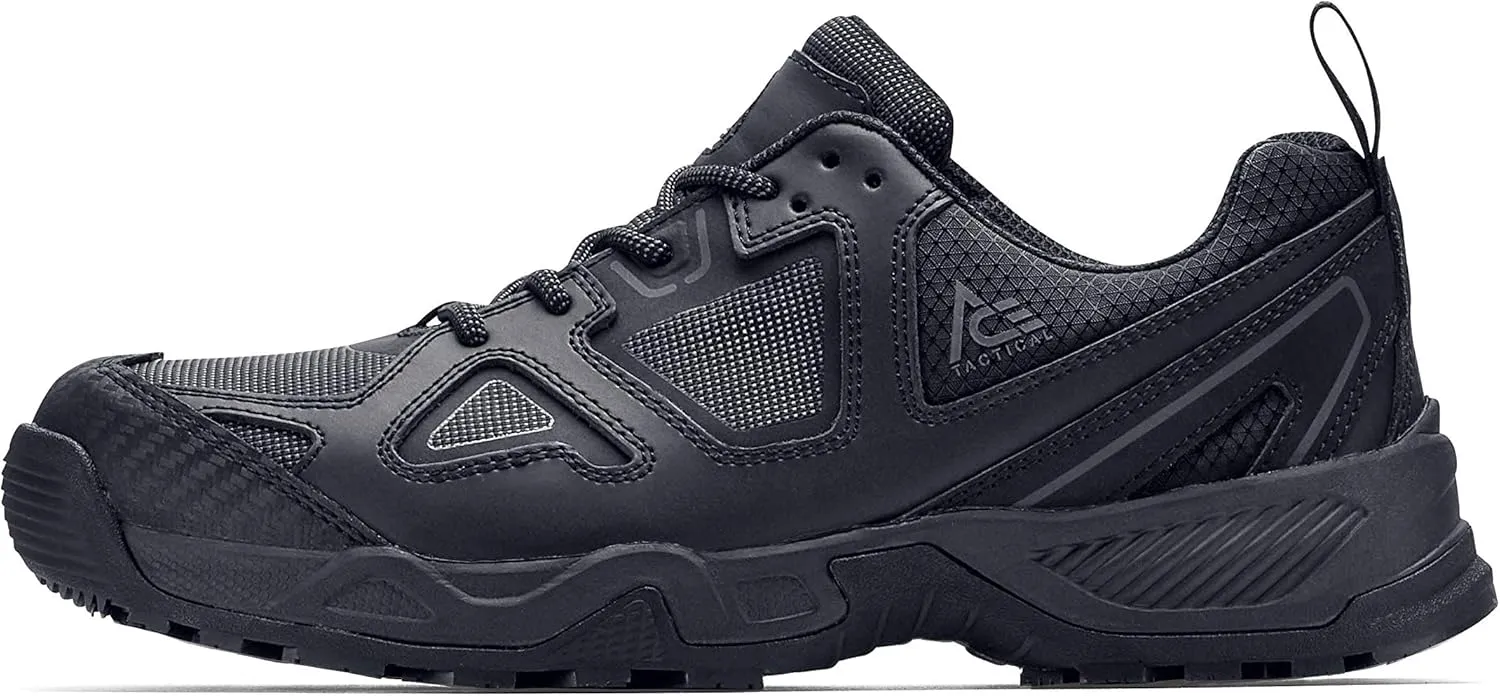 ACE Work Boots by SFC Defender Low, Men's Soft Toe (ST) Slip Resistant Work Boots, Water Resistant, Black