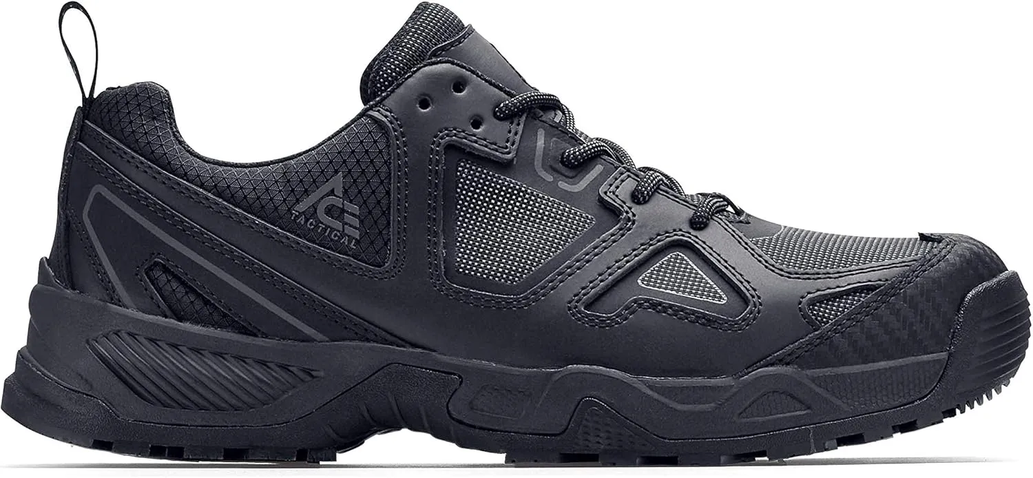 ACE Work Boots by SFC Defender Low, Men's Soft Toe (ST) Slip Resistant Work Boots, Water Resistant, Black