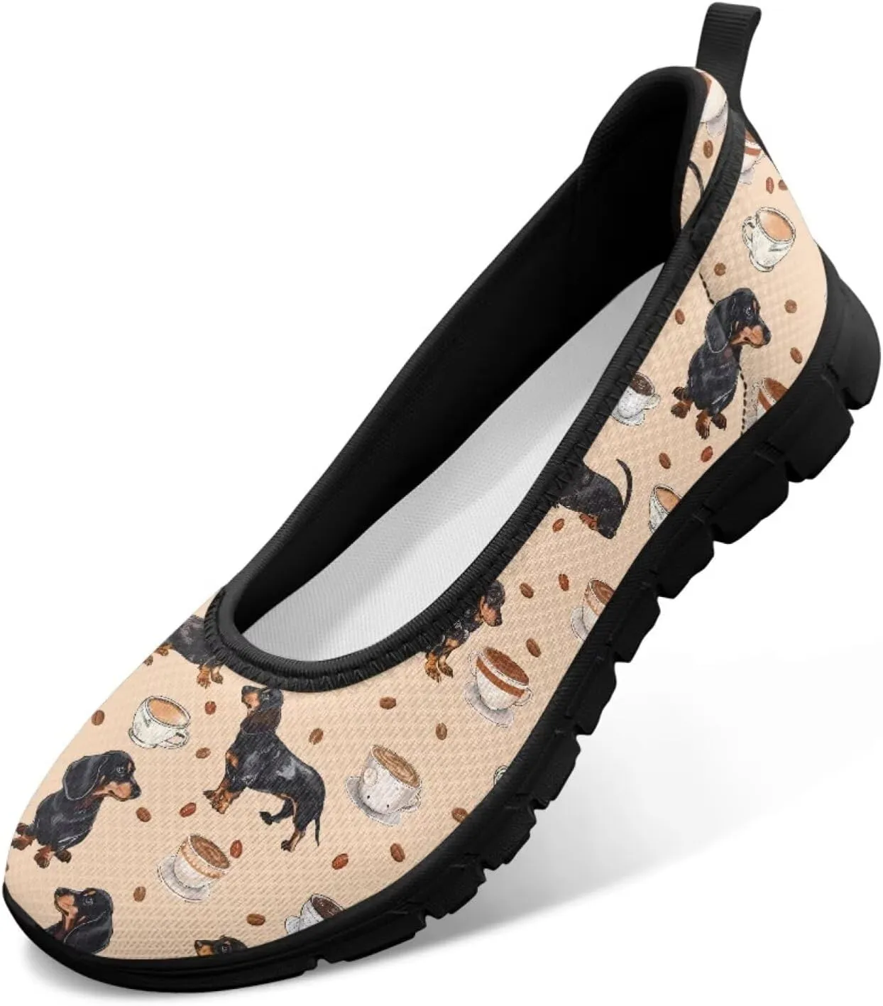 Adorable Animals Print Womens Ballet Flats Dress Shoes Slip On Round Toe Mesh Casual Sneakers Fit Comfort Lightweight Platform Loafers Daily Wear