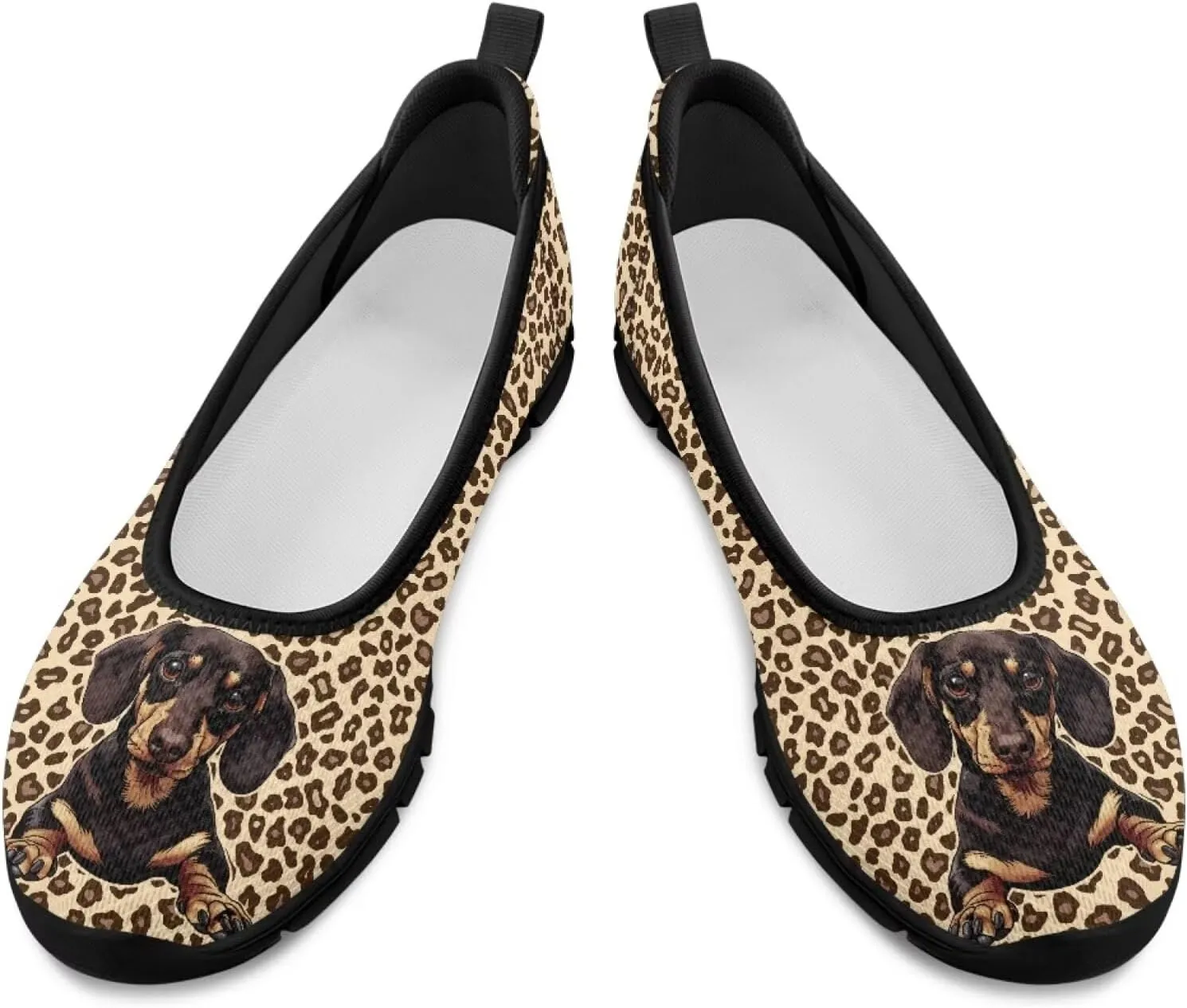 Adorable Animals Print Womens Ballet Flats Dress Shoes Slip On Round Toe Mesh Casual Sneakers Fit Comfort Lightweight Platform Loafers Daily Wear
