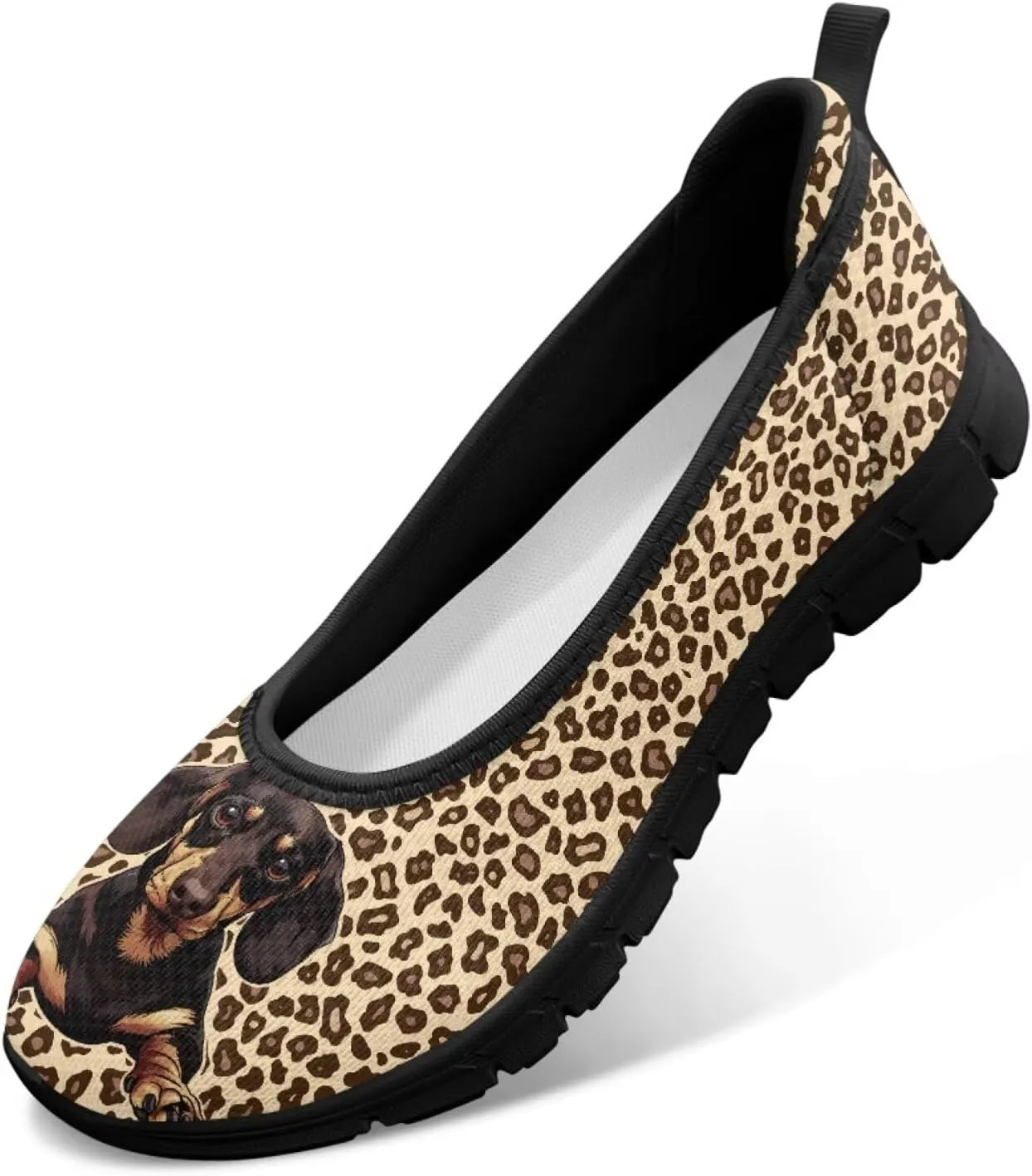 Adorable Animals Print Womens Ballet Flats Dress Shoes Slip On Round Toe Mesh Casual Sneakers Fit Comfort Lightweight Platform Loafers Daily Wear