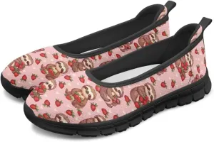 Adorable Animals Print Womens Ballet Flats Dress Shoes Slip On Round Toe Mesh Casual Sneakers Fit Comfort Lightweight Platform Loafers Daily Wear