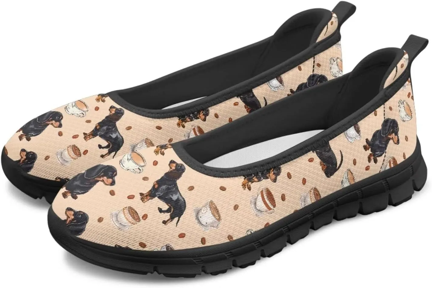 Adorable Animals Print Womens Ballet Flats Dress Shoes Slip On Round Toe Mesh Casual Sneakers Fit Comfort Lightweight Platform Loafers Daily Wear