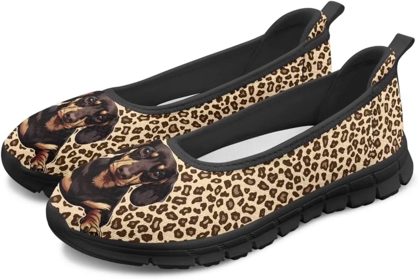 Adorable Animals Print Womens Ballet Flats Dress Shoes Slip On Round Toe Mesh Casual Sneakers Fit Comfort Lightweight Platform Loafers Daily Wear