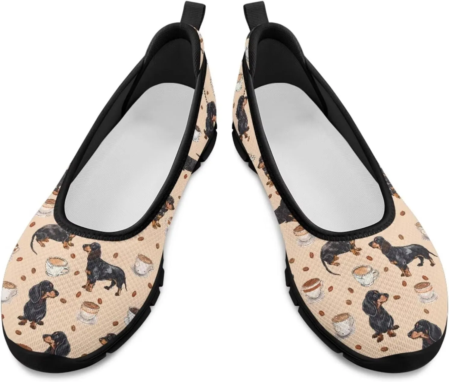 Adorable Animals Print Womens Ballet Flats Dress Shoes Slip On Round Toe Mesh Casual Sneakers Fit Comfort Lightweight Platform Loafers Daily Wear