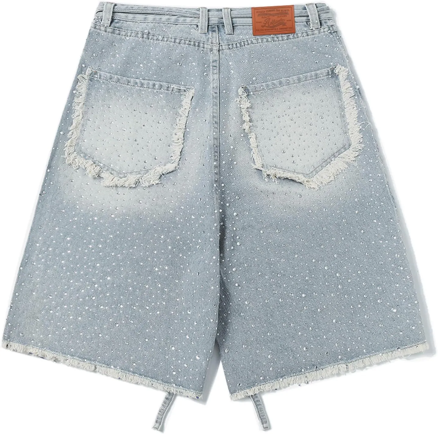 Aelfric Eden Rhinestone Denim Shorts Womens Jeans Pants Y2K Loose Fit Unisex Oversized Jorts Casual Streetwear Jeans Shorts