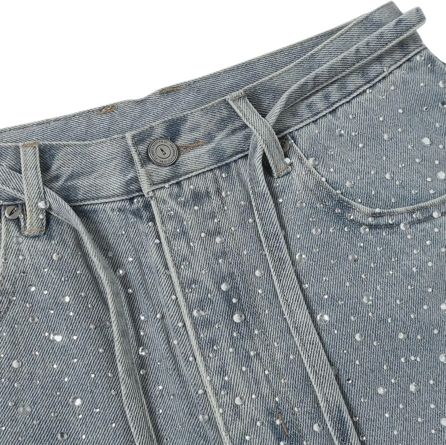 Aelfric Eden Rhinestone Denim Shorts Womens Jeans Pants Y2K Loose Fit Unisex Oversized Jorts Casual Streetwear Jeans Shorts