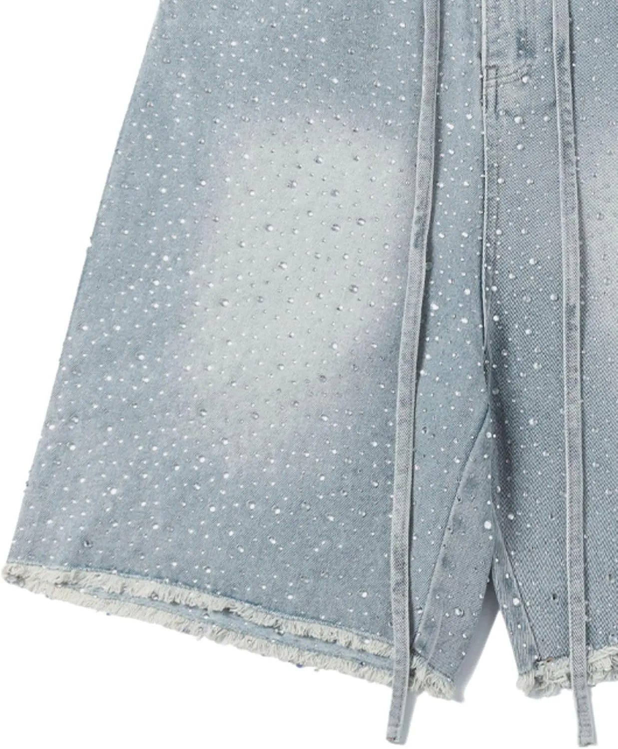 Aelfric Eden Rhinestone Denim Shorts Womens Jeans Pants Y2K Loose Fit Unisex Oversized Jorts Casual Streetwear Jeans Shorts
