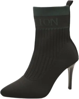 Aflngle Women's Stylish Ankle Boots Sexy Pointed Toe Stiletto High Heels Boots Elastic Knitted Fabric Short Long Sock Heels Comfy Mid Calf Booties