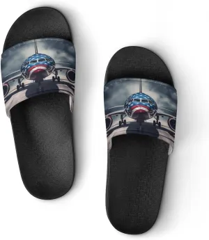 Aircraft Jets Home Slipper PVC Open Toe Shower Shoes Non-Slip Bathroom Sandals Pool Sandals for Men Women