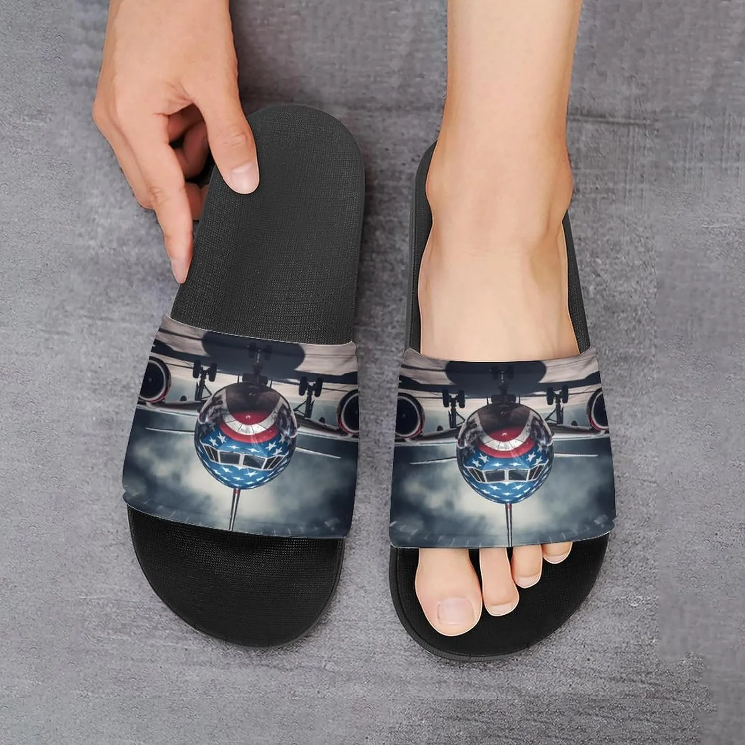 Aircraft Jets Home Slipper PVC Open Toe Shower Shoes Non-Slip Bathroom Sandals Pool Sandals for Men Women