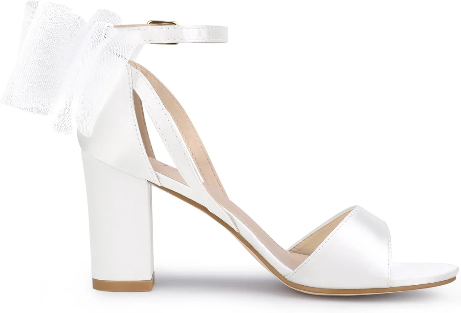 Allegra K Women's Bow Shoes Open Toe Chunky Heel Sandals