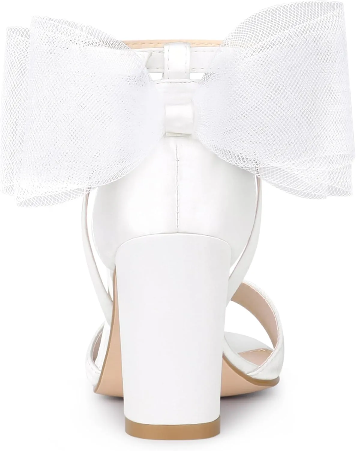 Allegra K Women's Bow Shoes Open Toe Chunky Heel Sandals