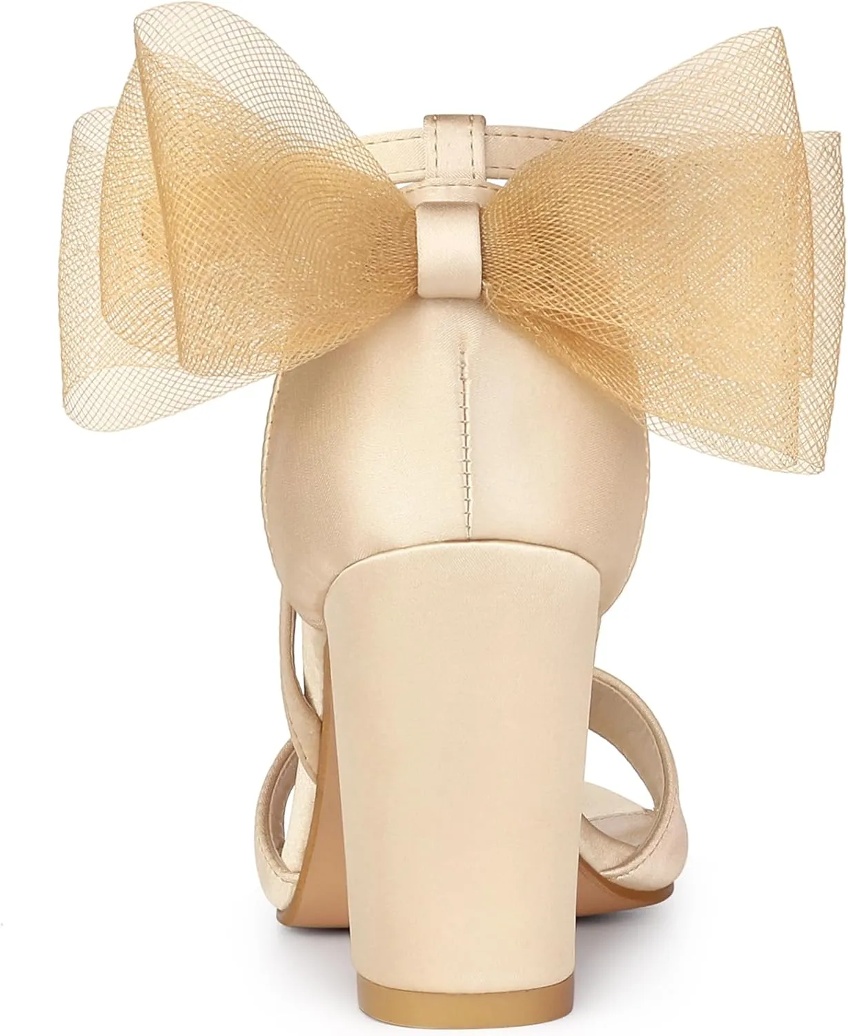 Allegra K Women's Bow Shoes Open Toe Chunky Heel Sandals