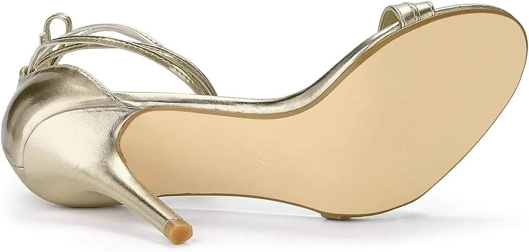 Allegra K Women's Open Toe Lace Up Stiletto Heels Sandals