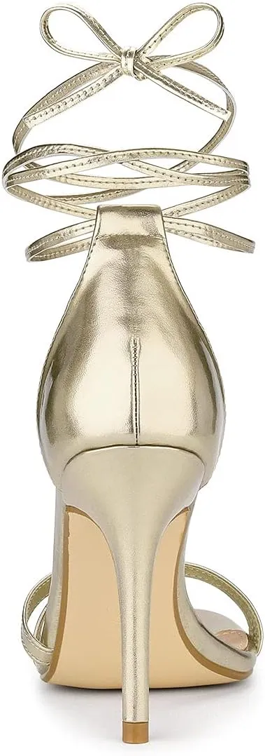 Allegra K Women's Open Toe Lace Up Stiletto Heels Sandals