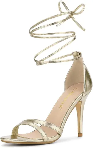 Allegra K Women's Open Toe Lace Up Stiletto Heels Sandals
