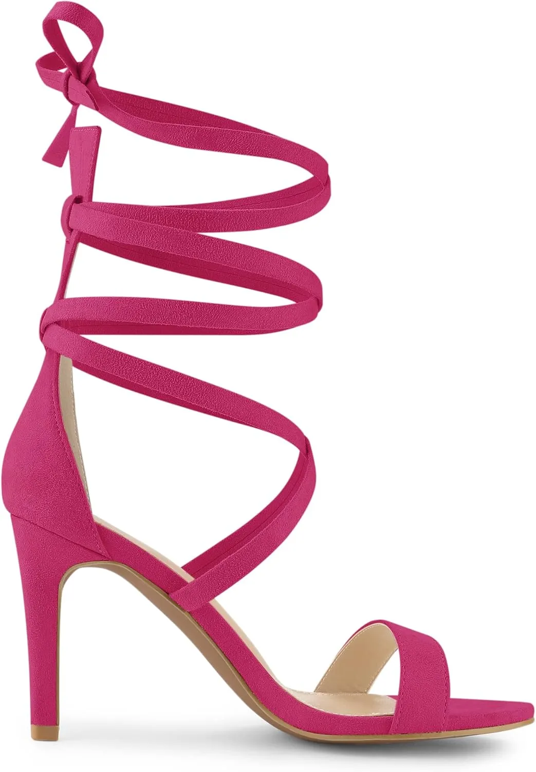 Allegra K Women's Open Toe Stiletto Heel Lace Up Heels Sandals