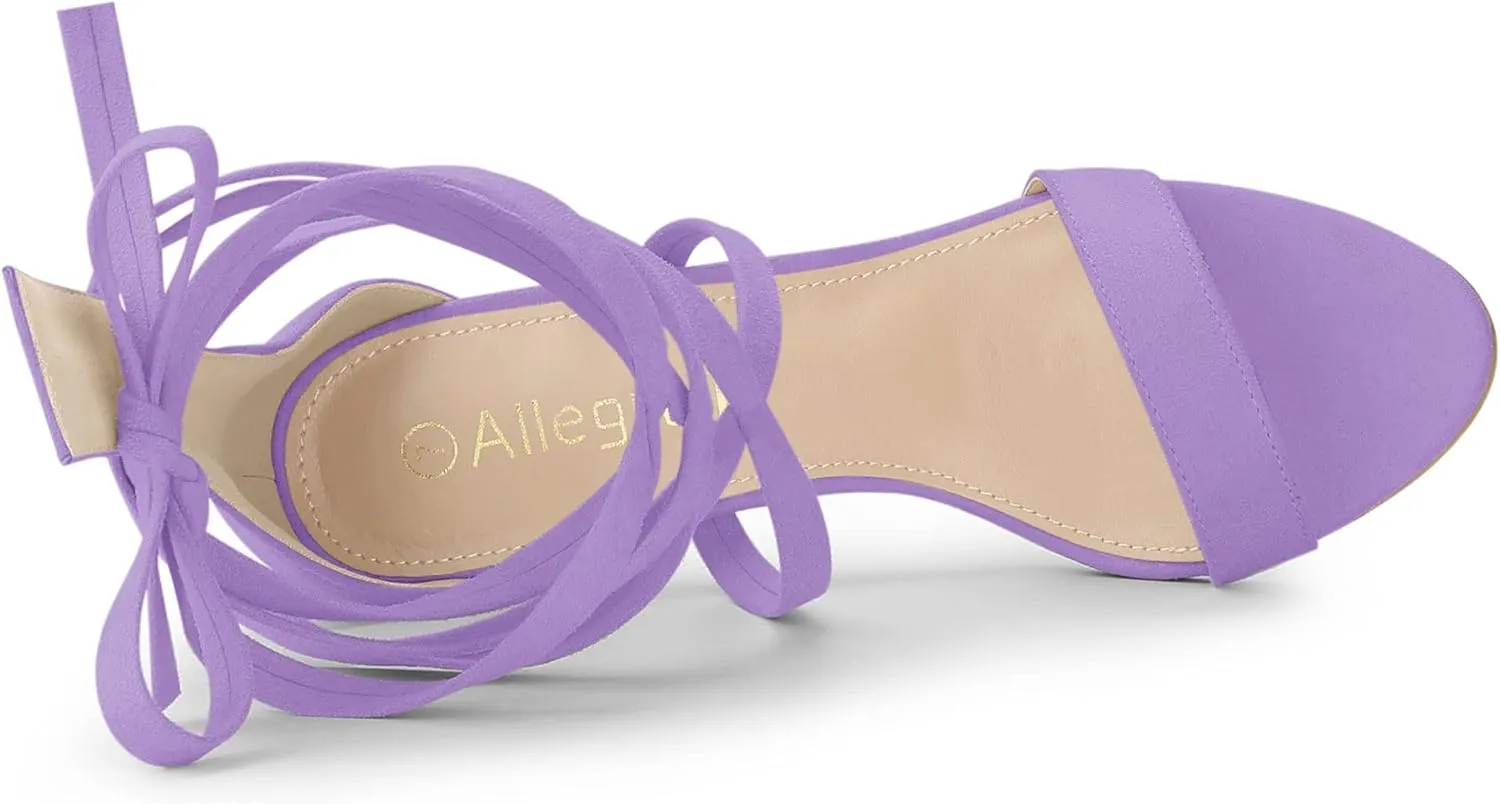 Allegra K Women's Open Toe Stiletto Heel Lace Up Heels Sandals