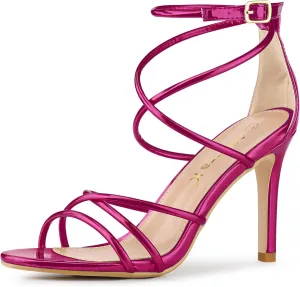 Allegra K Women's Open Toe Strappy Straps Stiletto Heel Sandals