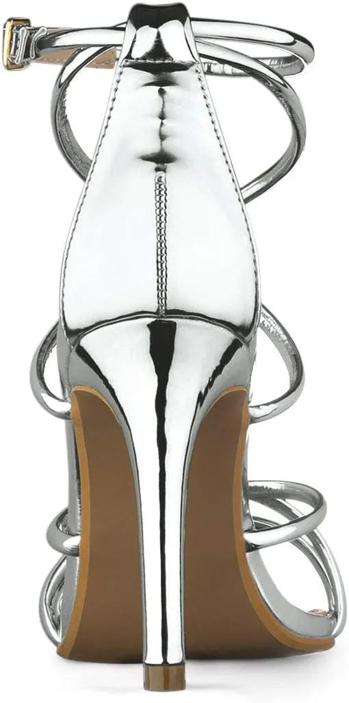 Allegra K Women's Open Toe Strappy Straps Stiletto Heel Sandals