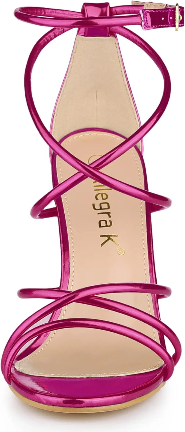 Allegra K Women's Open Toe Strappy Straps Stiletto Heel Sandals