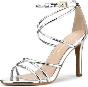 Allegra K Women's Open Toe Strappy Straps Stiletto Heel Sandals
