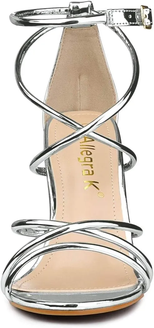 Allegra K Women's Open Toe Strappy Straps Stiletto Heel Sandals