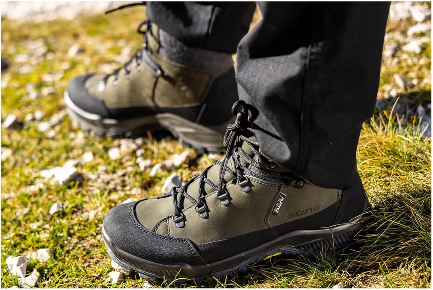 Alpina Stador Premium Hiking Boots | Ankle High | Waterproof | Breathable Membrane | Vibram Sole | Slip Resistant | Made in Europe