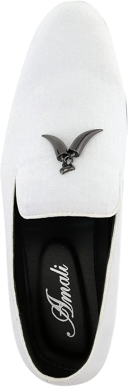Amali Heath - Mens Dress Shoes with Gunmetal Horn Tassels with Luxurious Velvet - Formal Loafers for Men - The Original Smoking Men Slip-On