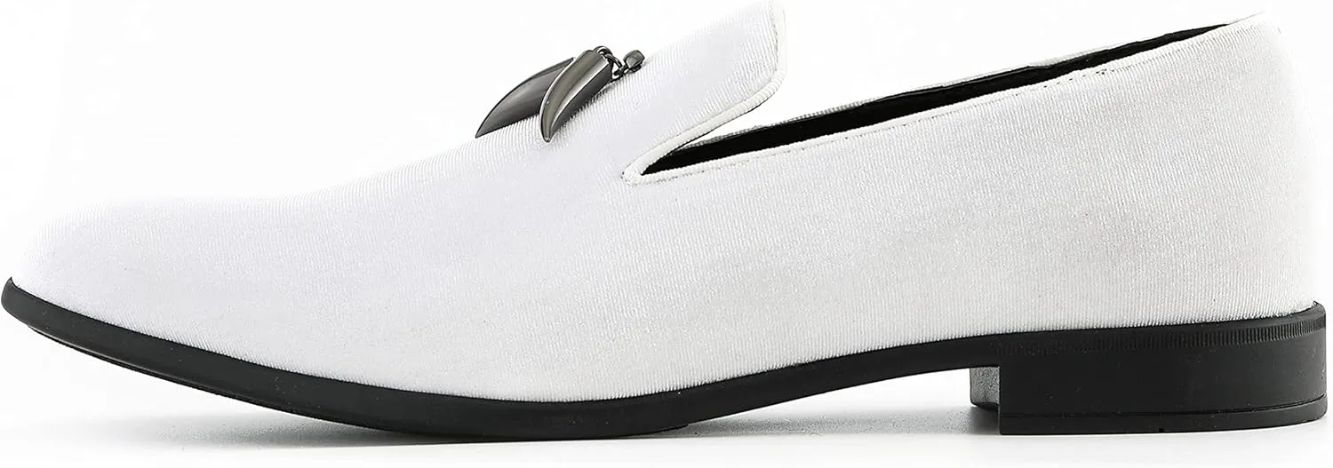 Amali Heath - Mens Dress Shoes with Gunmetal Horn Tassels with Luxurious Velvet - Formal Loafers for Men - The Original Smoking Men Slip-On