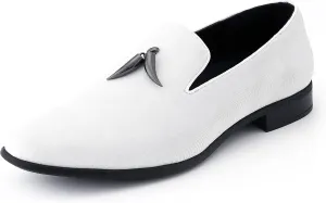 Amali Heath - Mens Dress Shoes with Gunmetal Horn Tassels with Luxurious Velvet - Formal Loafers for Men - The Original Smoking Men Slip-On