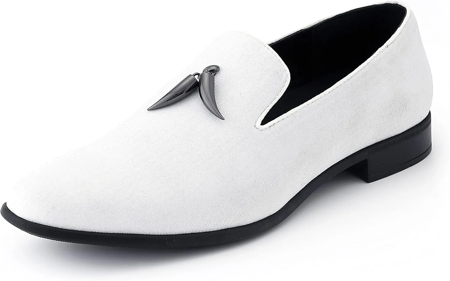 Amali Heath - Mens Dress Shoes with Gunmetal Horn Tassels with Luxurious Velvet - Formal Loafers for Men - The Original Smoking Men Slip-On
