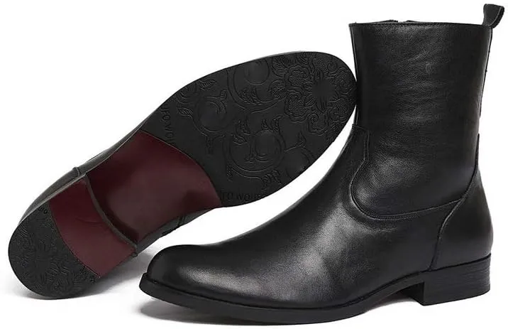 Ankle Boots For Men Mens Low Heel Mid Calf Boots Party Office For Business The First Layer Of Cowhide