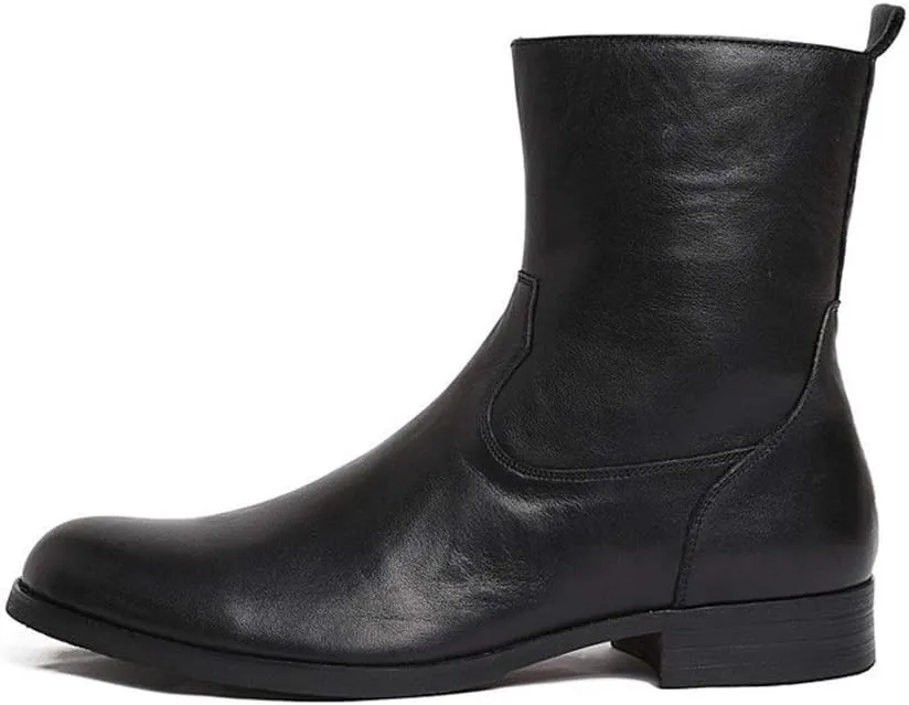 Ankle Boots For Men Mens Low Heel Mid Calf Boots Party Office For Business The First Layer Of Cowhide