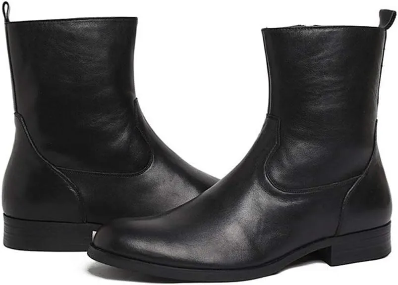 Ankle Boots For Men Mens Low Heel Mid Calf Boots Party Office For Business The First Layer Of Cowhide