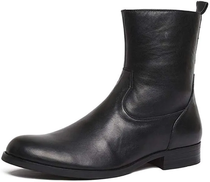 Ankle Boots For Men Mens Low Heel Mid Calf Boots Party Office For Business The First Layer Of Cowhide