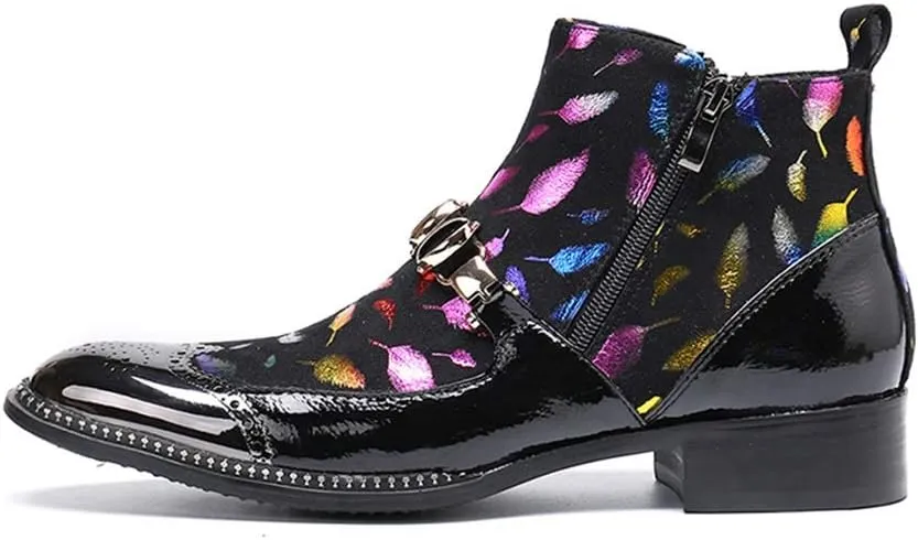 Ankle Boots for Men Zip Wing Tip Men Ankle Boots Club Holiday Office Party for Show Pure Genuine Leather The First Layer of Cowhide