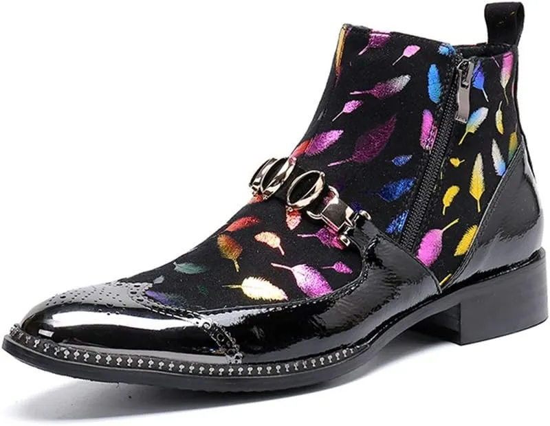 Ankle Boots for Men Zip Wing Tip Men Ankle Boots Club Holiday Office Party for Show Pure Genuine Leather The First Layer of Cowhide