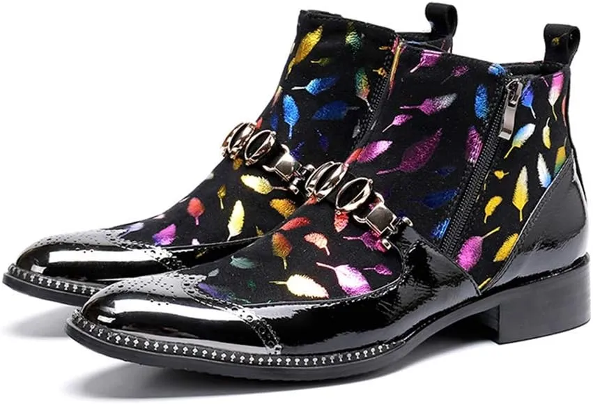 Ankle Boots for Men Zip Wing Tip Men Ankle Boots Club Holiday Office Party for Show Pure Genuine Leather The First Layer of Cowhide