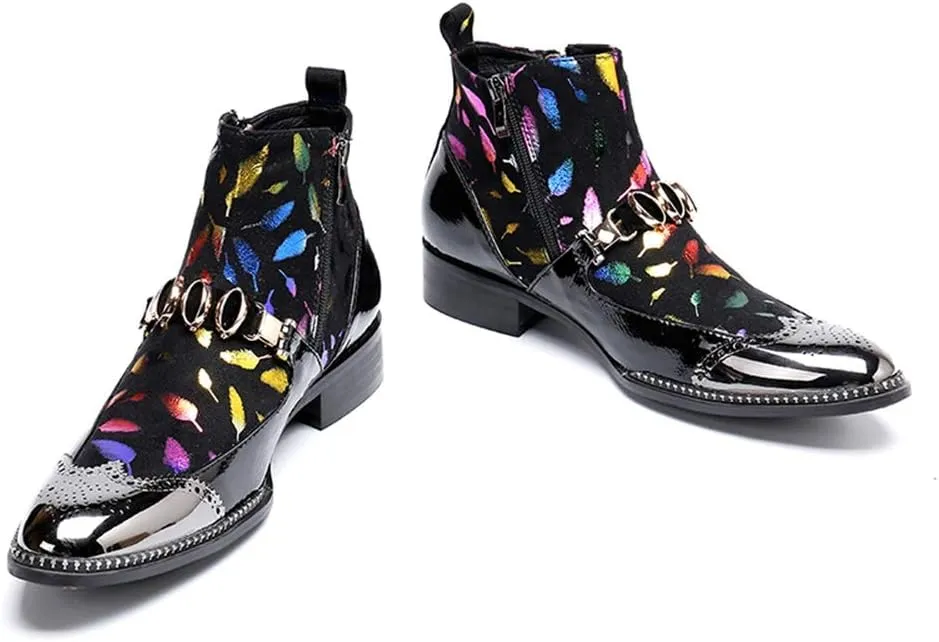 Ankle Boots for Men Zip Wing Tip Men Ankle Boots Club Holiday Office Party for Show Pure Genuine Leather The First Layer of Cowhide