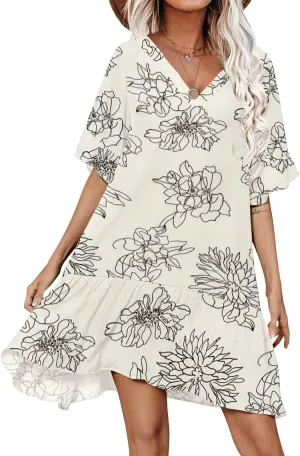 Aoulaydo Womens Swimsuit Coverups Sexy V Neck Bathing Suit Cover Ups Casual Loose Cover Up for Swimwear