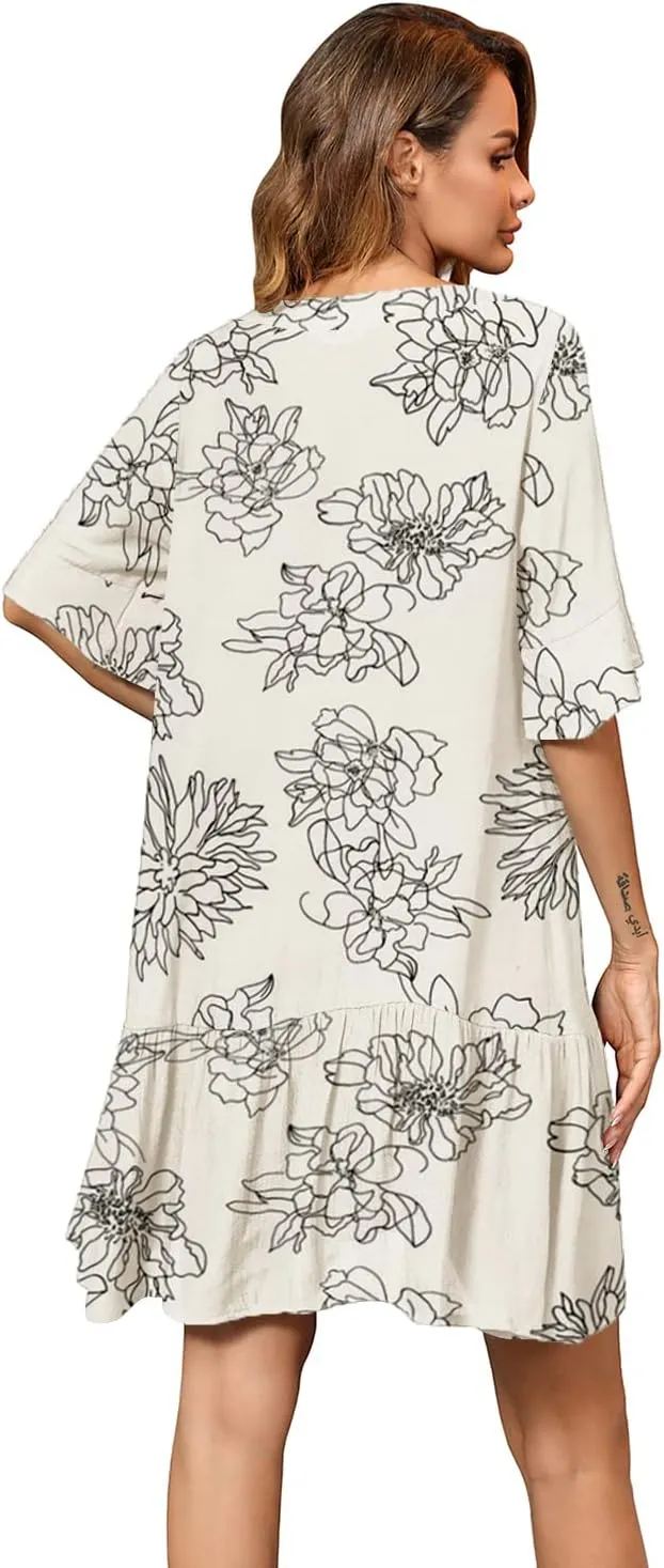 Aoulaydo Womens Swimsuit Coverups Sexy V Neck Bathing Suit Cover Ups Casual Loose Cover Up for Swimwear