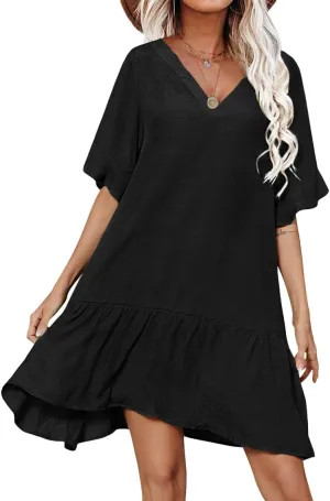 Aoulaydo Womens Swimsuit Coverups Sexy V Neck Bathing Suit Cover Ups Casual Loose Cover Up for Swimwear